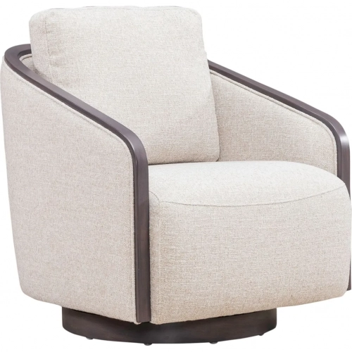 Nora Swivel Accent Chair in Ginger Neutral Fabric & Dark Wood