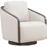 Nora Swivel Accent Chair in Ginger Neutral Fabric & Dark Wood