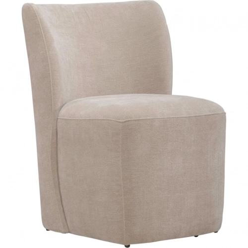 728 Accent Dining Chair w/ Casters in Wicker Tan Brown Fabric (Set of 4)