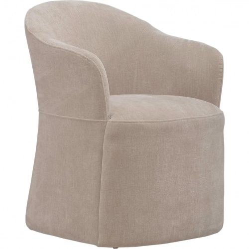 731 Accent Dining Chair w/ Casters in Wicker Tan Brown Fabric (Set of 4)