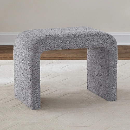 Cascade Falls Accent Stool in Grey Mist Boucle Fabric
