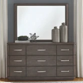Cascade Falls Dresser & Mirror in Satin Espresso Brown Wood