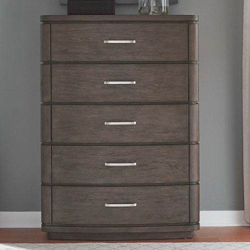 Cascade Falls 5 Drawer Chest in Satin Espresso Brown Wood