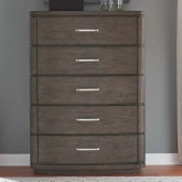 Cascade Falls 5 Drawer Chest in Satin Espresso Brown Wood