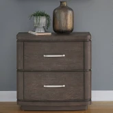 Cascade Falls Nightstand with Charging in Satin Espresso Brown Wood