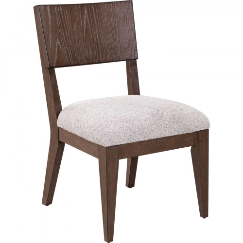 Cascade Falls Panel Back Dining Chair in Brown Wood & Gray Fabric (Set of 2)
