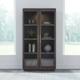 Cascade Falls Display Cabinet in Satin Espresso Brown Wood & Glass
