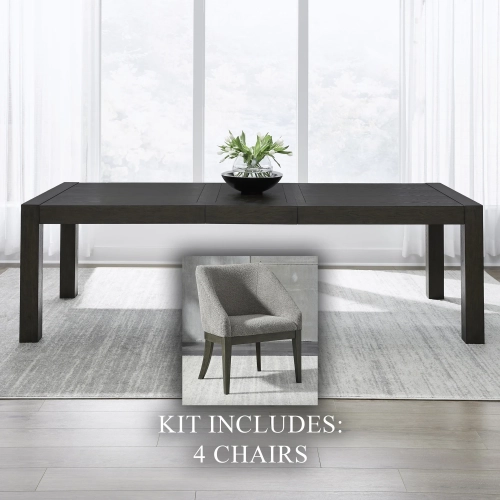 Cascade Falls 5 Piece Dining Set in Satin Espresso Wood & Gray Fabric