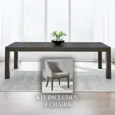 Cascade Falls 5 Piece Dining Set in Satin Espresso Wood & Gray Fabric