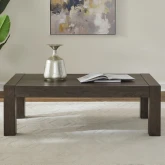 Cascade Falls Coffee Cocktail Table in Satin Espresso Brown Wood