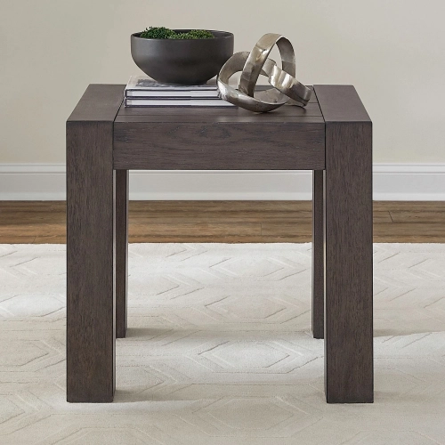 Cascade Falls Square End Table in Satin Espresso Brown Wood