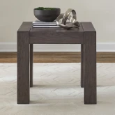 Cascade Falls Square End Table in Satin Espresso Brown Wood