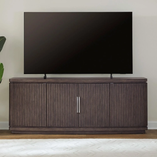 Cascade Falls 82" TV Stand Console in Satin Espresso Brown Wood