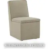 Accent Storage Dining Chairs w/ Casters in Sand Fabric (Set of 4)