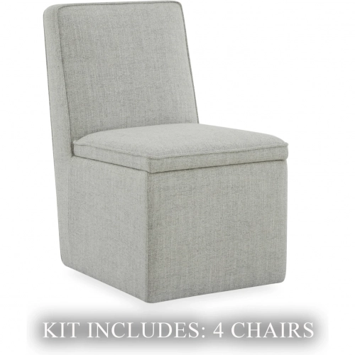 Accent Storage Dining Chairs w/ Casters in Cloud White Fabric (Set of 4)