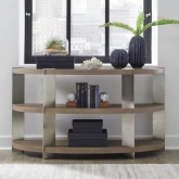 Harlow Sofa Table in Sandstone Wood & Satin Nickel