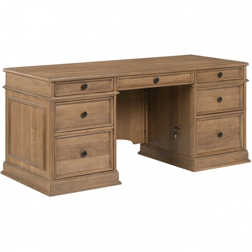 Reynolda Jr Executive Desk in Camel Beige Brown Wood