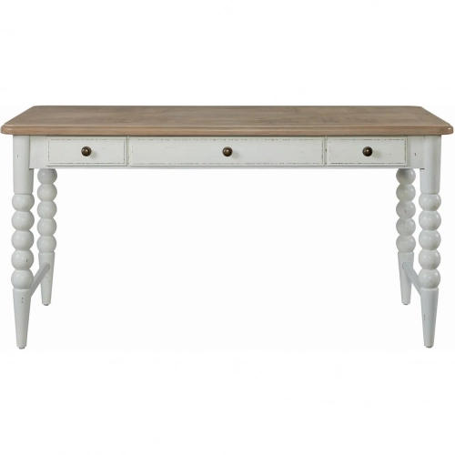 Turnberry Park Writing Desk in Washed White & Toasted Oat Brown Wood