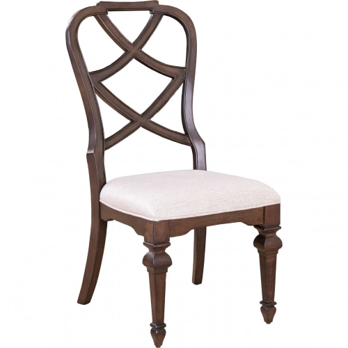 Provence Park Dining Chair in Brown Wood & Cream Fabric (Set of 2)