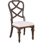 Provence Park Dining Chair in Brown Wood & Cream Fabric (Set of 2)