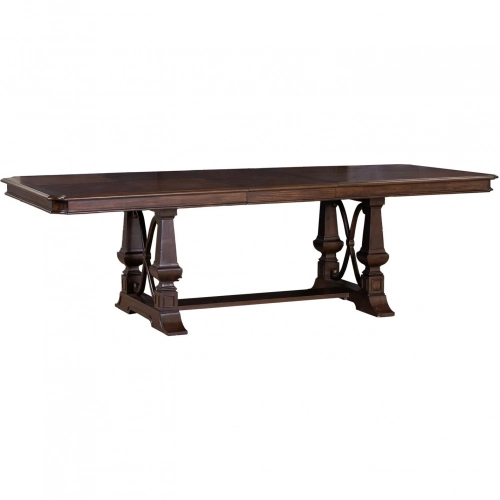 Provence Park 102" Extension Trestle Dining Table in Chateau Brown Wood