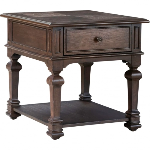 Provence Park 1 Drawer End Table in Chateau Brown Wood