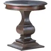 Provence Park Round End Table in Chateau Brown Wood & Blue Stone