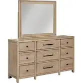 Proximity Place Dresser & Mirror in Barley Buff Wood