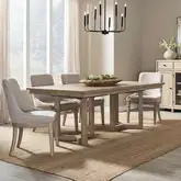 Proximity Place 5-Piece Double Pedestal Dining Set in Buff Wood & Barley Fabric