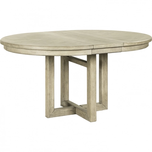 Proximity Place 48" Round to 60" Oval Pedestal Dining Table in Buff Wood