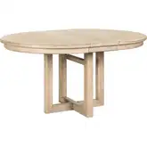 Proximity Place 48" Round to 60" Oval Pedestal Dining Table in Buff Wood