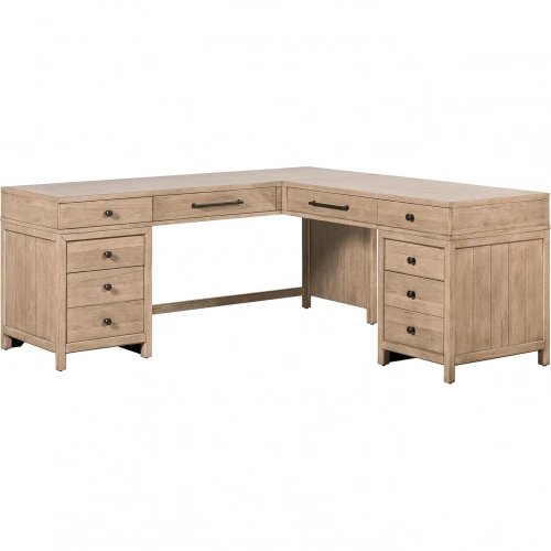 Proximity Place L Shaped Desk in Barley Buff Wood