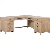 Proximity Place L Shaped Desk in Barley Buff Wood