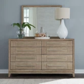 Brentwood Dresser & Mirror in Sandstone Finish Wood