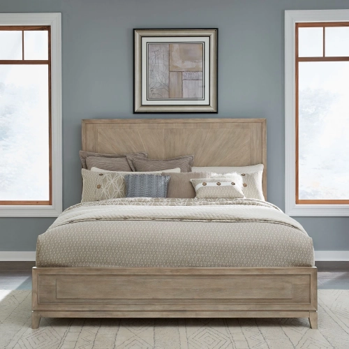 Brentwood Queen Panel Bed in Sandstone Finish Wood