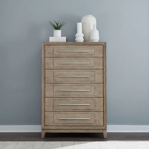 Brentwood 6 Drawer Chest in Sandstone Finish Wood