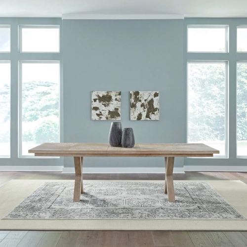 Brentwood 102" Double Pedestal Dining Table in Sandstone Brown Wood