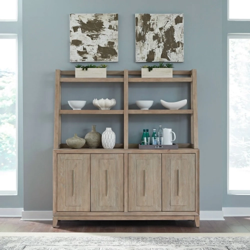 Brentwood Sideboard & Hutch in Sandstone Brown Wood