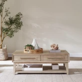 Brentwood Coffee Cocktail Table in Sandstone Finish Wood
