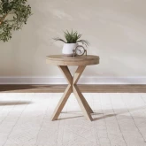 Brentwood Round End Table in Sandstone Finish Wood