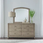 Avalon Dresser & Mirror in Burnished Beige Wood