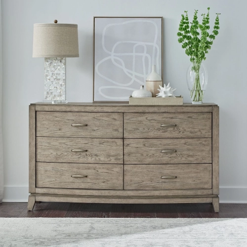 Avalon 6 Drawer Dresser in Burnished Beige Wood
