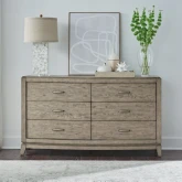 Avalon 6 Drawer Dresser in Burnished Beige Wood