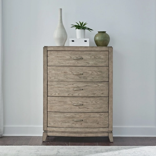 Avalon 5 Drawer Chest in Burnished Beige Wood