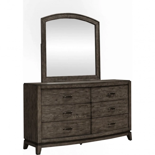 Avalon Dresser & Mirror in Coffee Bean Brown Wood
