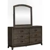 Avalon Dresser & Mirror in Coffee Bean Brown Wood
