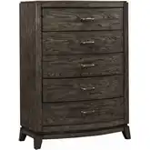 Avalon 5 Drawer Chest in Coffee Bean Brown Wood