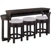 Weston 4 Piece Set in Console Bar Set in Brown Wood & Taupe Fabric