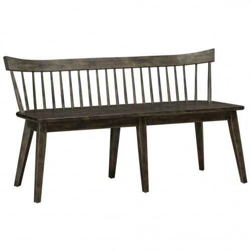 Midland Falls Spindle Back Dining Bench in Rustic Brown Wood