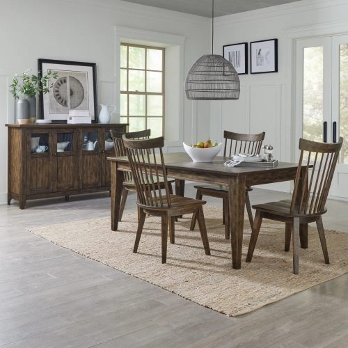 Midland Falls 5 Piece Dining Set in Rustic Brown Wood